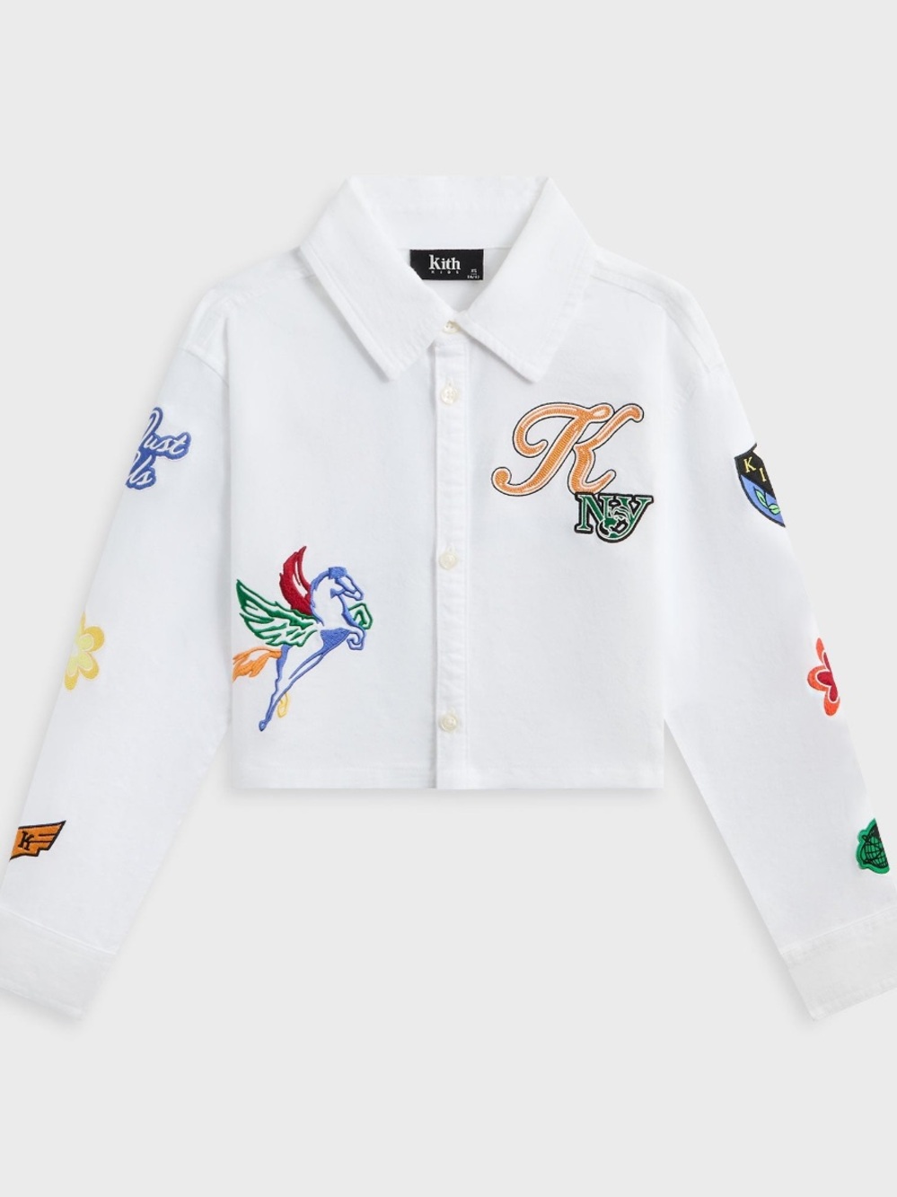 Kith Kids White Embroidered Cropped Shirt